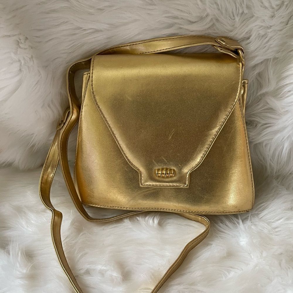Rush Hour faux leather gold metallic crossbody bag